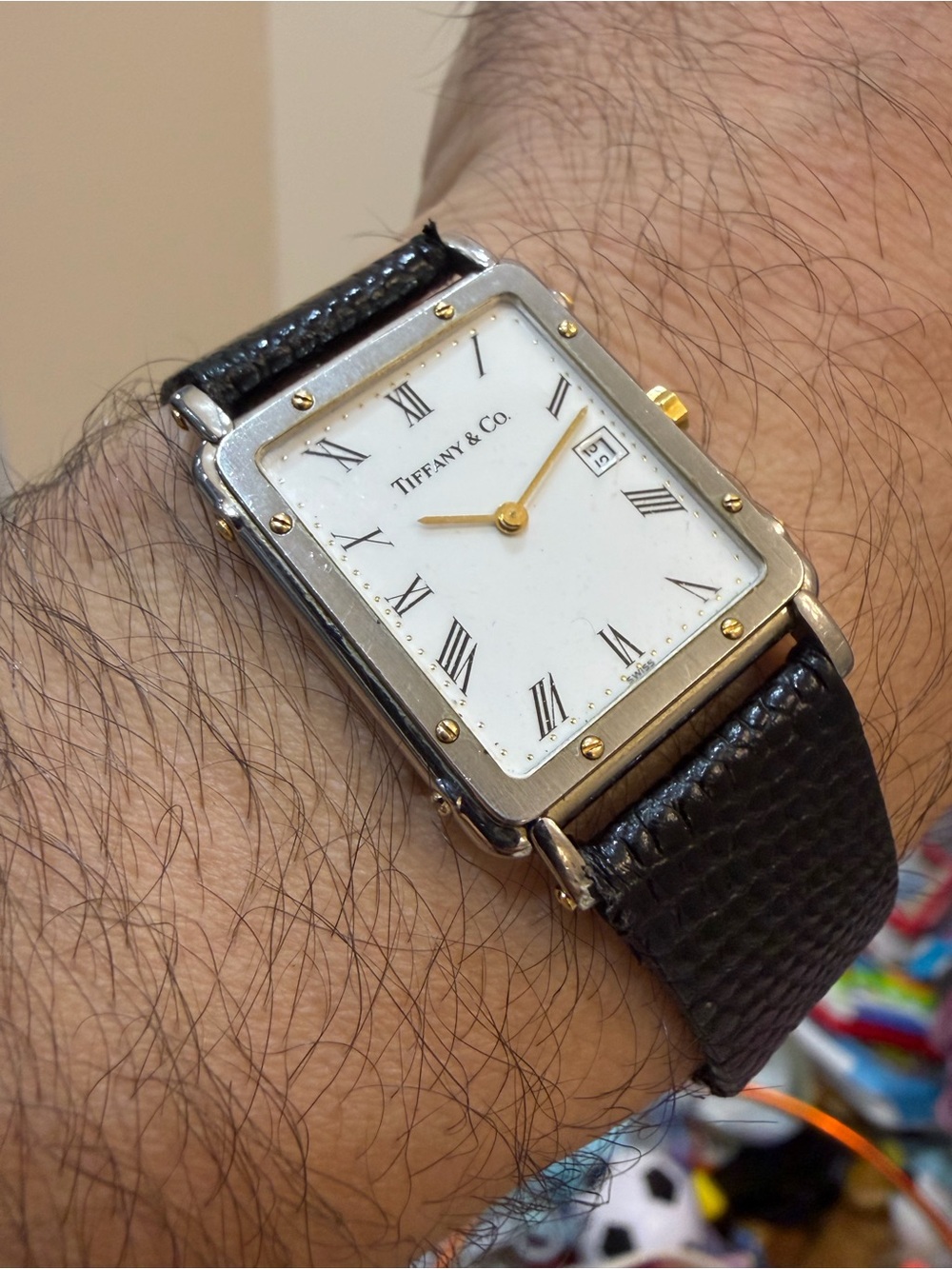 Vintage Alexis Barthelay for Tiffany & Co. 18K Gold & Steel Tank Watch